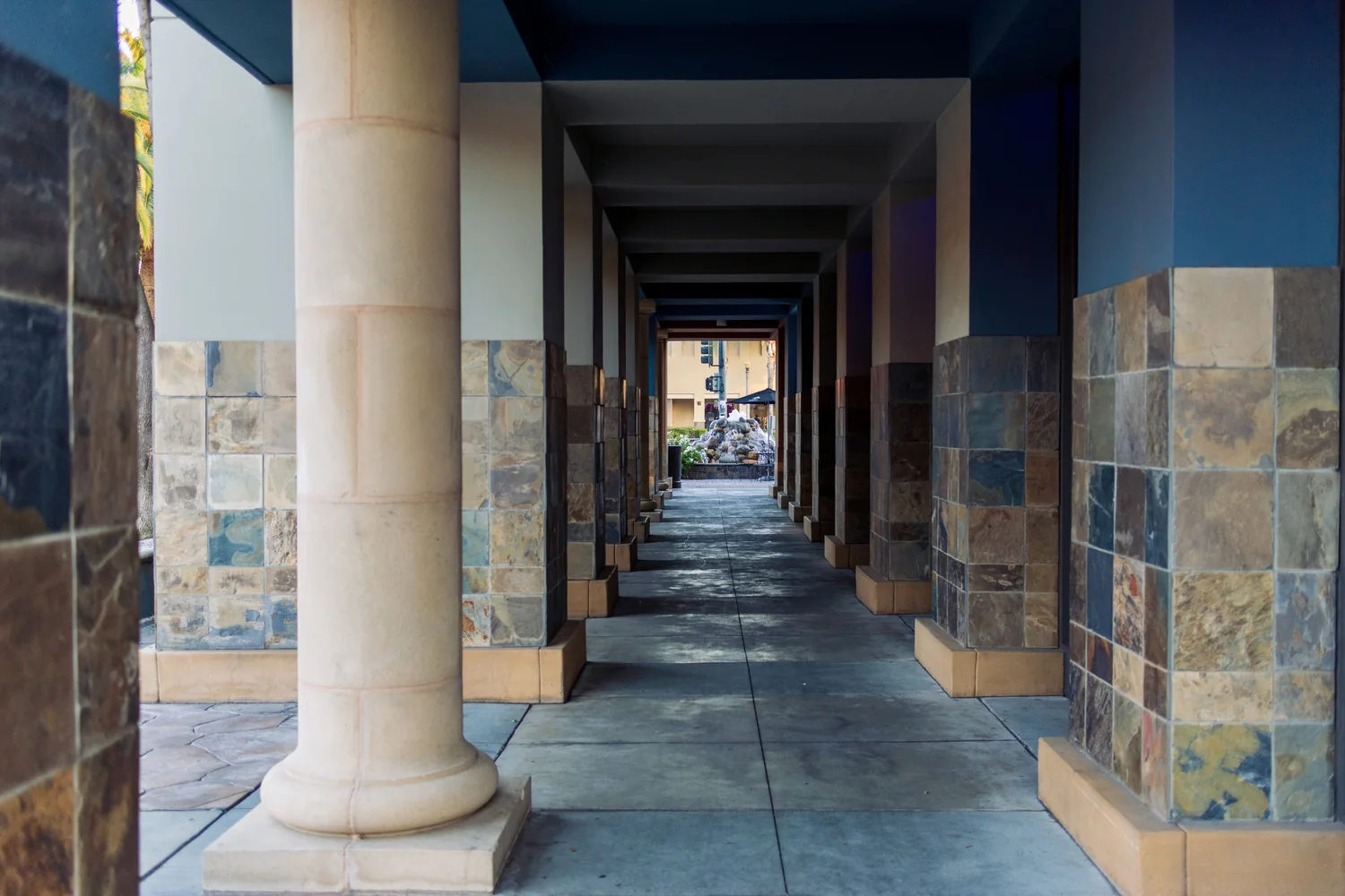 Colonnade of an official building of the kind a mission occupies