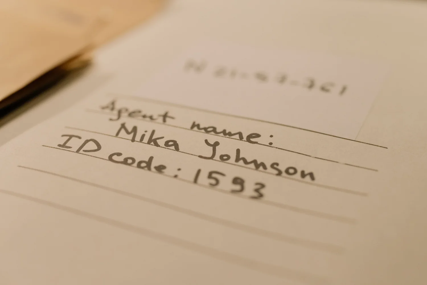 The agent's name and identifying number, written down exactly as the record holds them