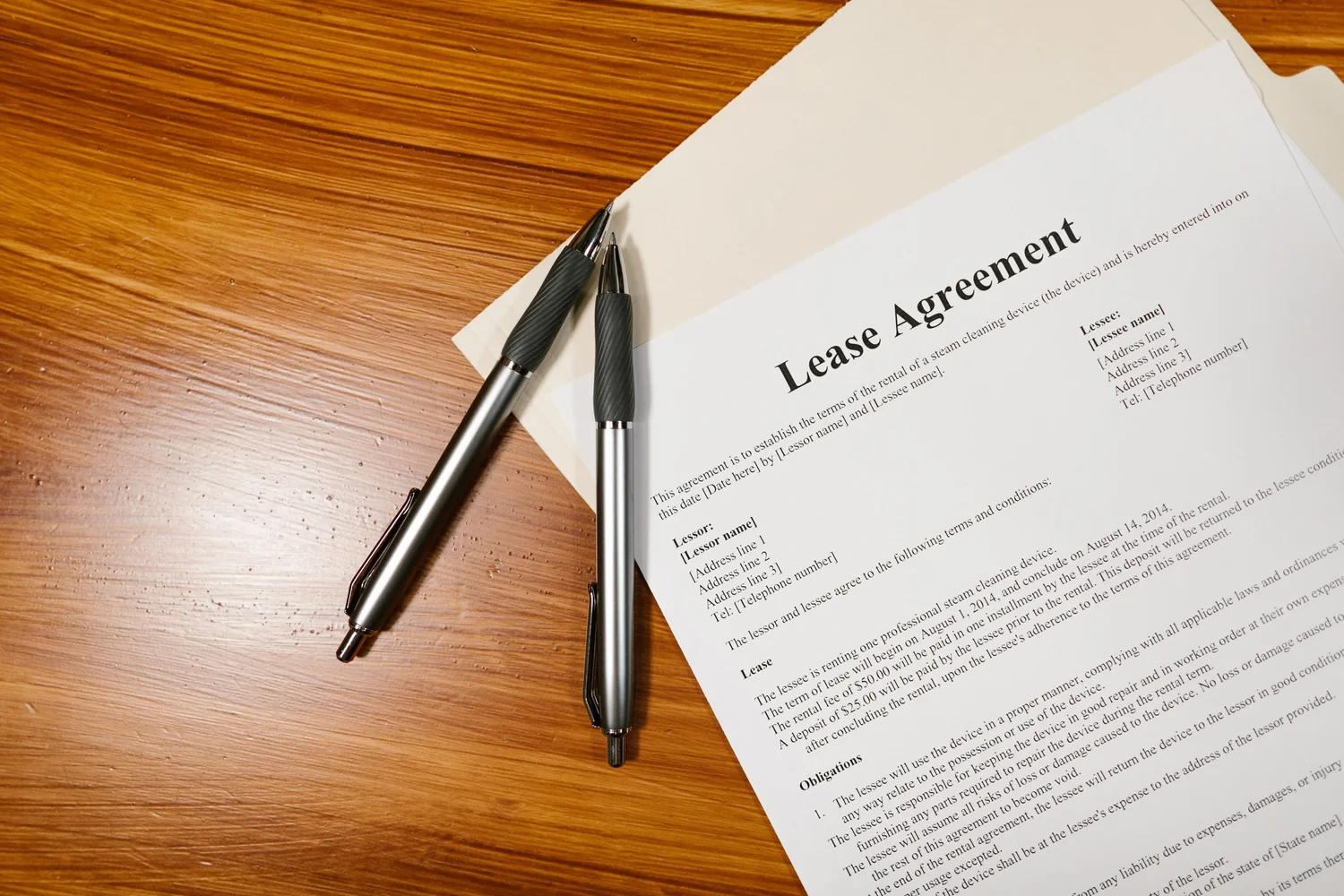 Lease agreement signed by an agent for the landlord or the tenant