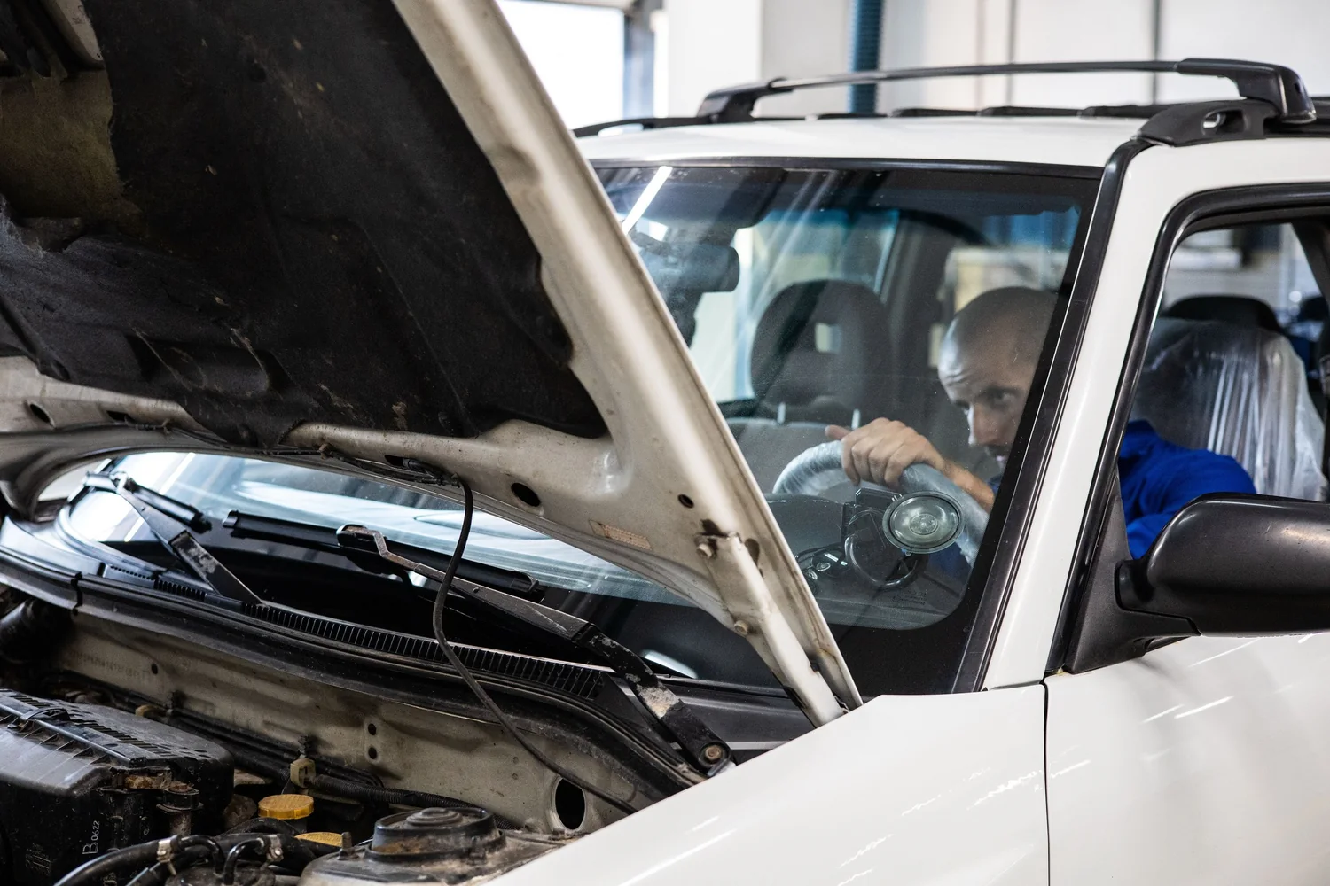 Vehicle inspection of the kind a registration renewal involves